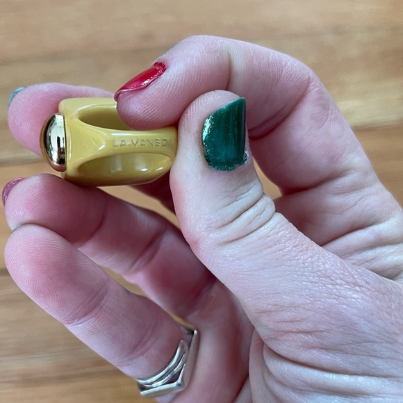 La Manso chunky yellow and gold dome ring size 6 - Picture 12 of 16